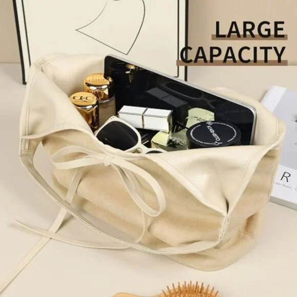 Vintage Suede Hobo Bag Slouchy Shoulder Tote Large Capacity Satchel Purse - Picture 5 of 8